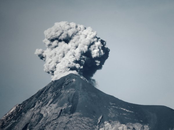 Pyroclastic plume on a volcano