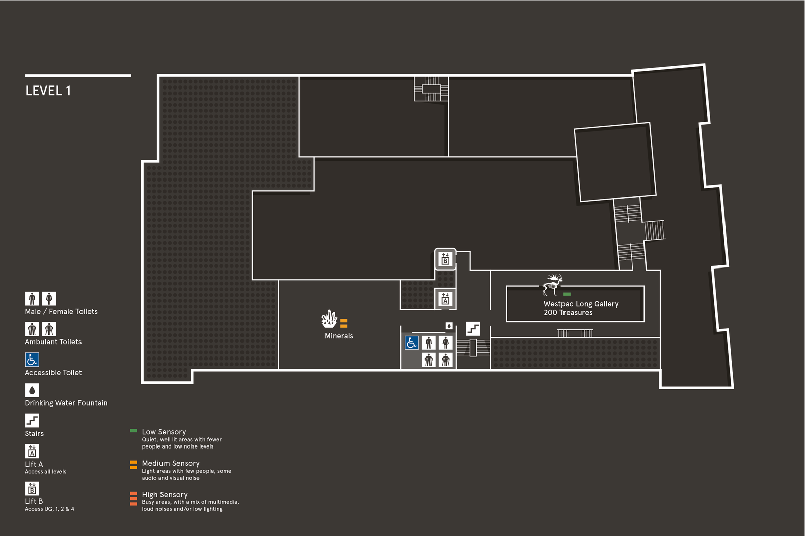 Australian Museum indoor map of Level 1